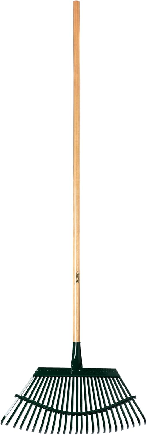 1W Lawn Rake 19-Inch Steel Head with 48-Inch Wood Handle