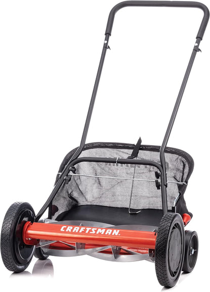 Craftsman 1816-18CR 18-Inch 5-Blade Push Reel Lawn Mower with Grass Catcher, Red