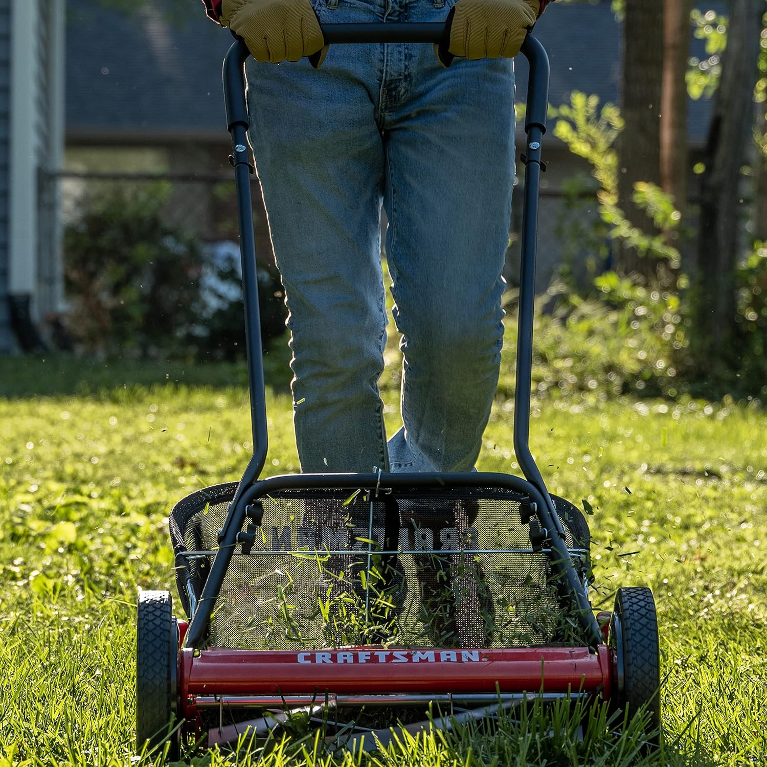 Craftsman 1816-18CR 18-Inch 5-Blade Push Reel Lawn Mower with Grass Catcher, Red